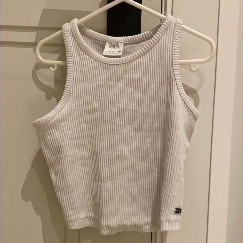 White Ribbed Tank Top